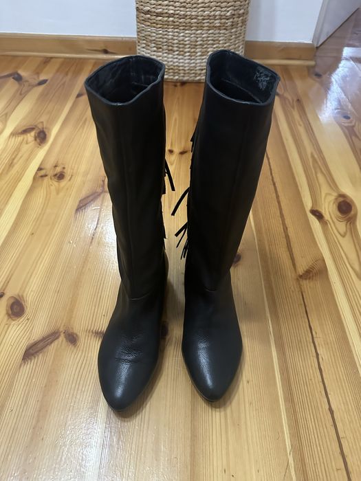 Skorzane czarne kozaki XIT roz 37