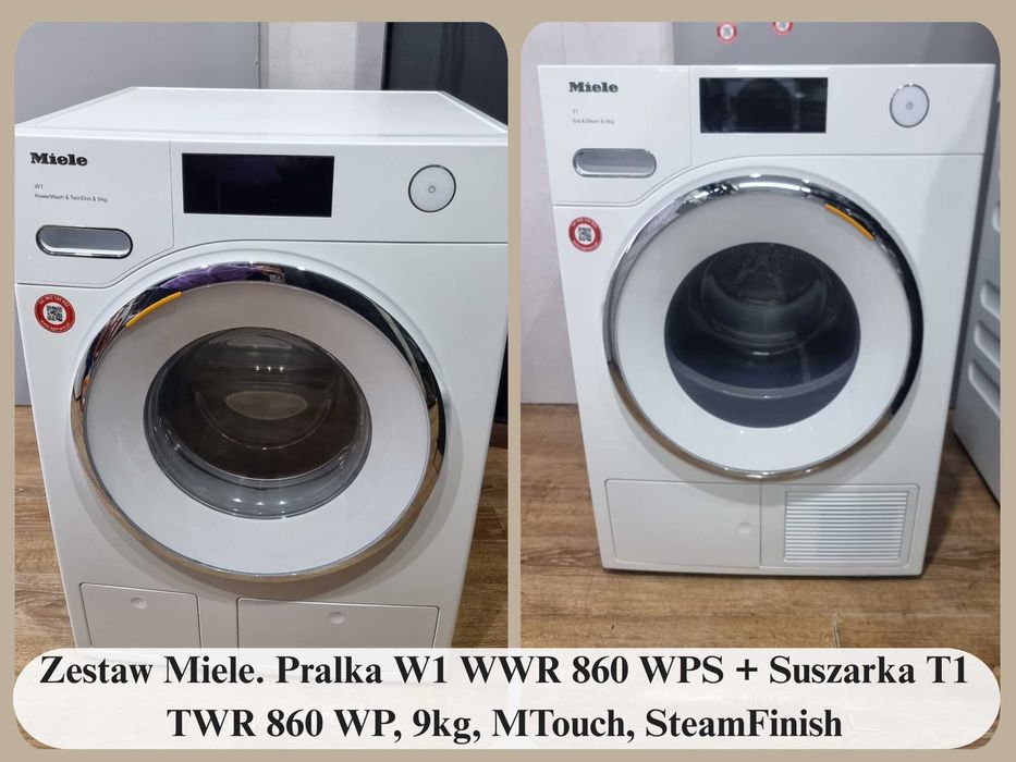 Zestaw Miele. Pralka W1 WWR 860 WPS + Suszarka T1 TWR 860 WP, 9kg