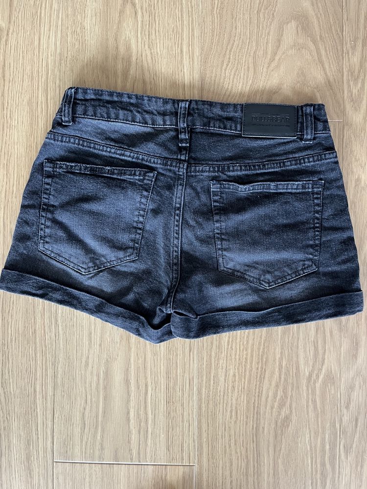 Czarne jeansowe szorty spodenki Pull&Bear