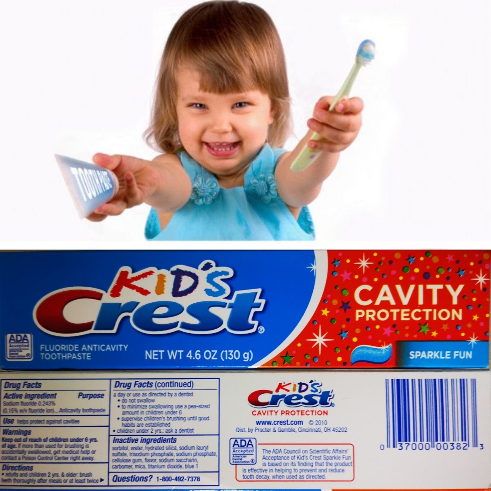 Детская зубная паста ОПТ с 2-х лет 130 грамм Crest Kids Cavity-USA