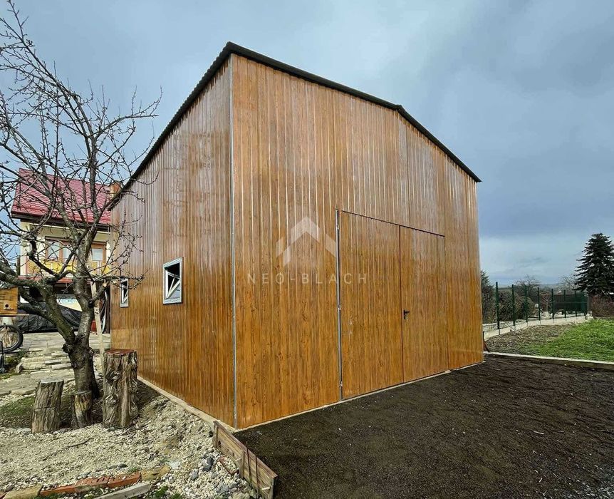 Hala Blaszana Garaż Blaszany 6X6M Brama Dwuskrzydłowa Dach Nb457