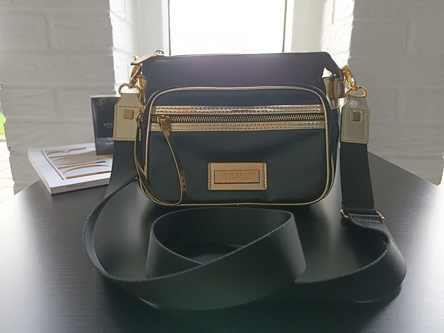 Женская черно-золотая сумочка через плечо Versace Parfums.0RIGINAL.NEW