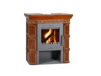 Piec kaflowy kominek na drewno FLAMA Melita Honey 6 kW, miodowa