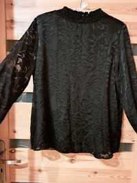 Astrid Lunde czarna ażurowa bluzka z długim rękawem  r.  40-42