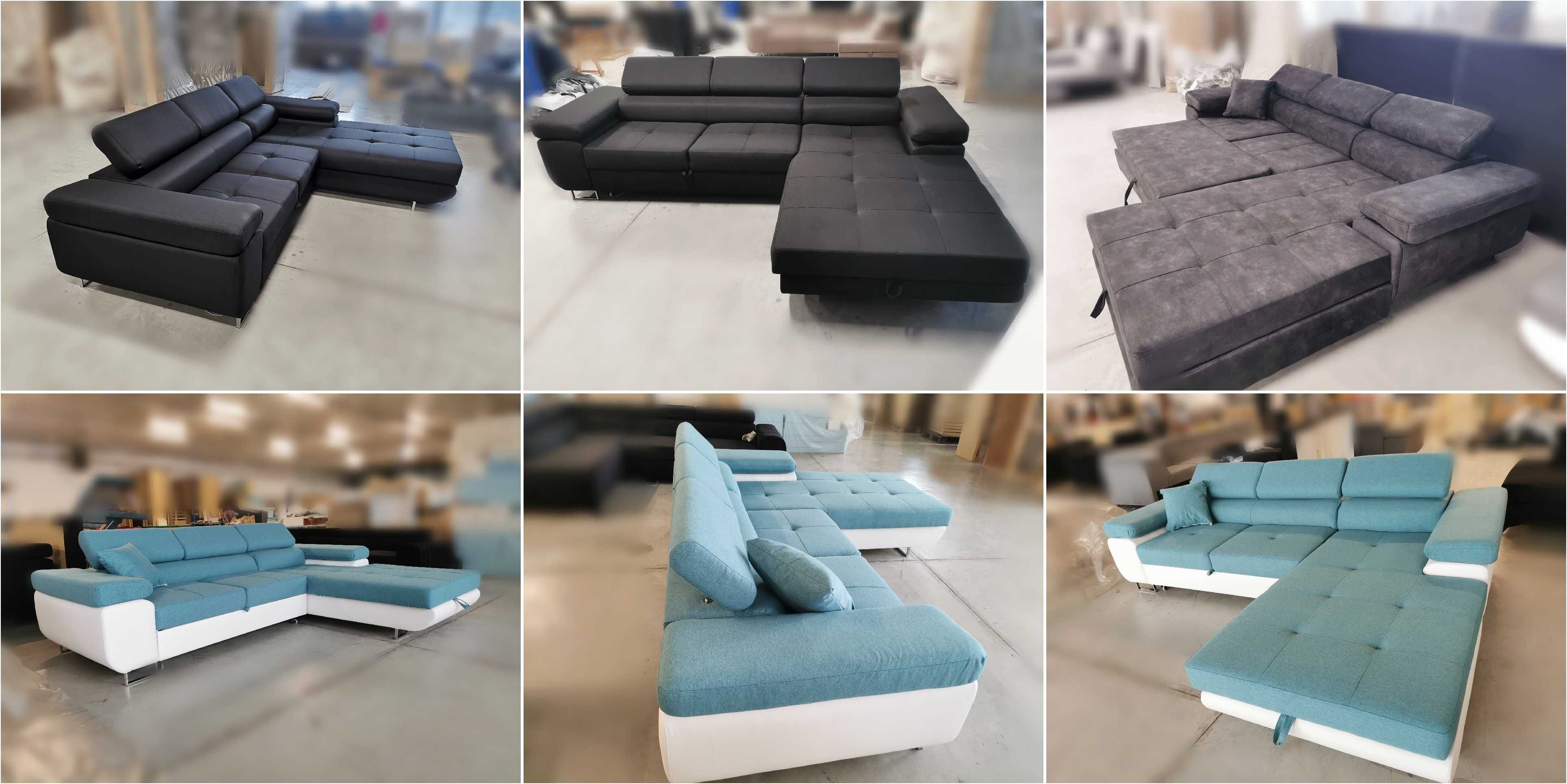 Narożnik ALEX regulowane zagłówki ROGÓWKA sofa kanapa pojemnik +GRATIS