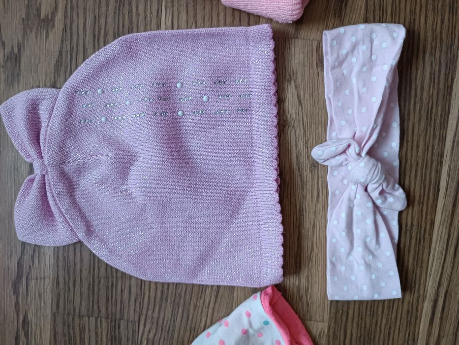 Czapeczki opaska na jesień 74/80 dla dziewczynki