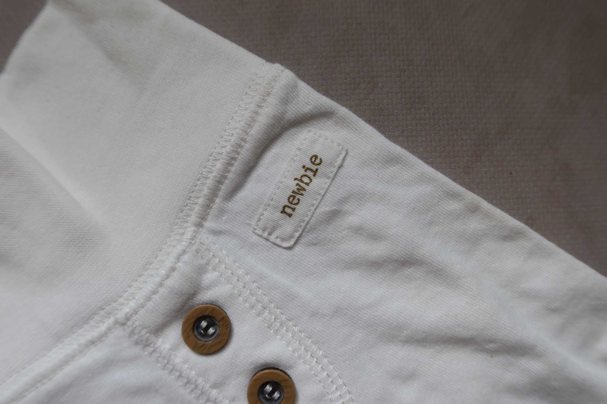Spodnie 50 NEWBIE białe wyprawka wcześniak noworodek