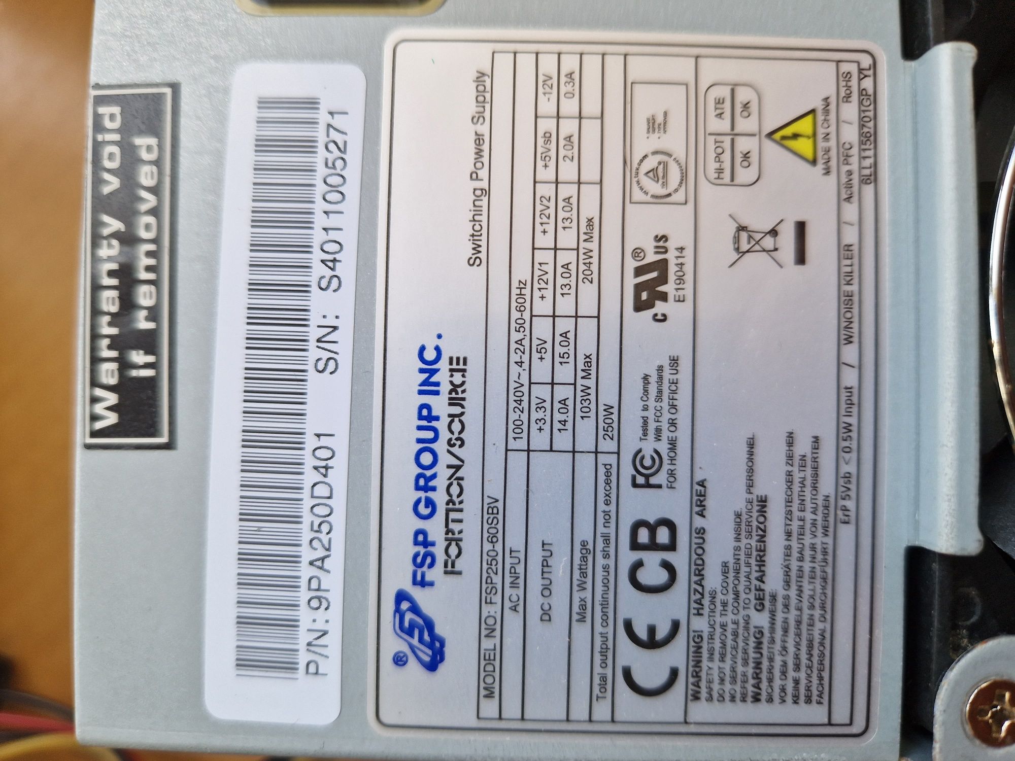FSP250-60SBV 80Plus Bronze Якісні Блоки живлення TFX
