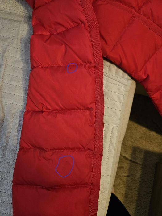 Czerwona kurtka puchowa Tiffi XS futerko jenot płaszcz puchowy