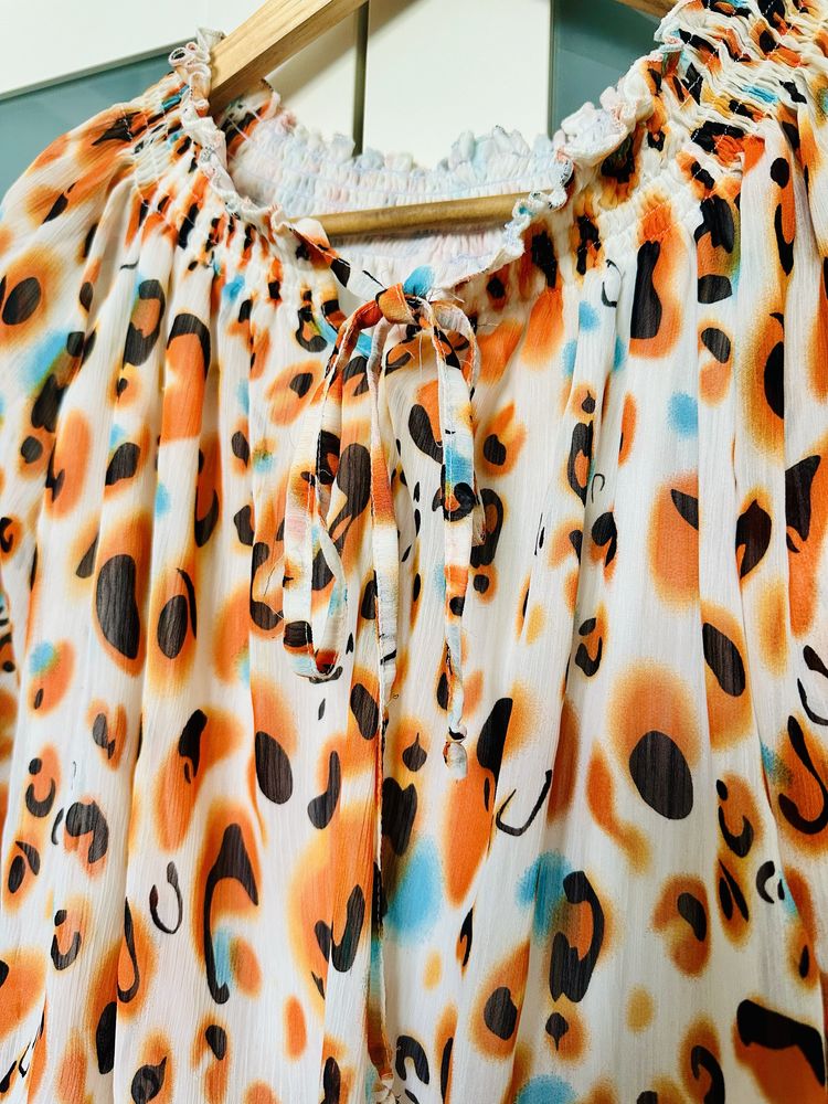 Blusa estampada senhora manga comprida