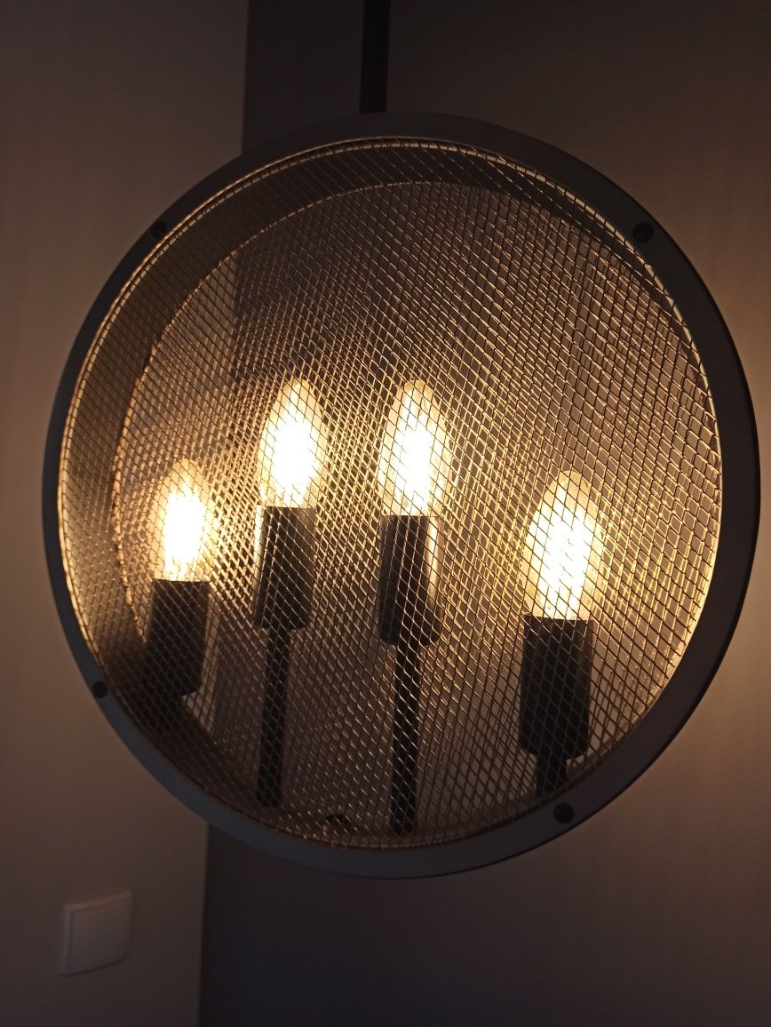 Lampa wisząca retro czarny złoty miedziany + 4x żarówka LED E14