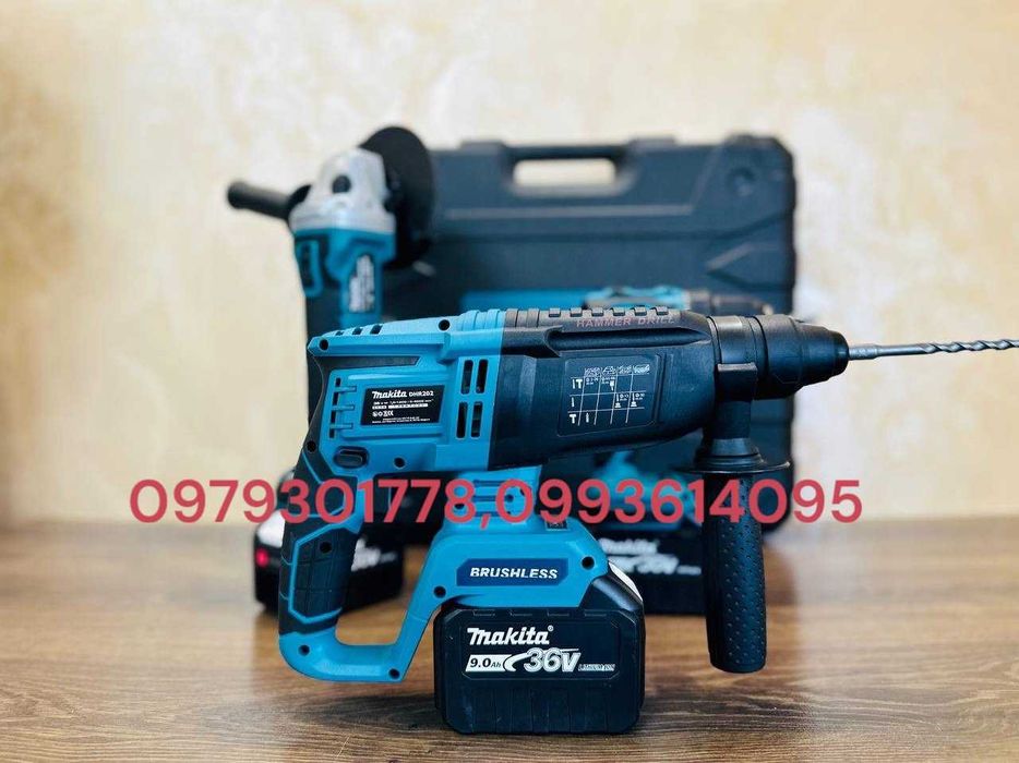Makita 3/1 Болгарка DGA 504 + Шуруповерт DDF 484 + Перфератор DHR 202