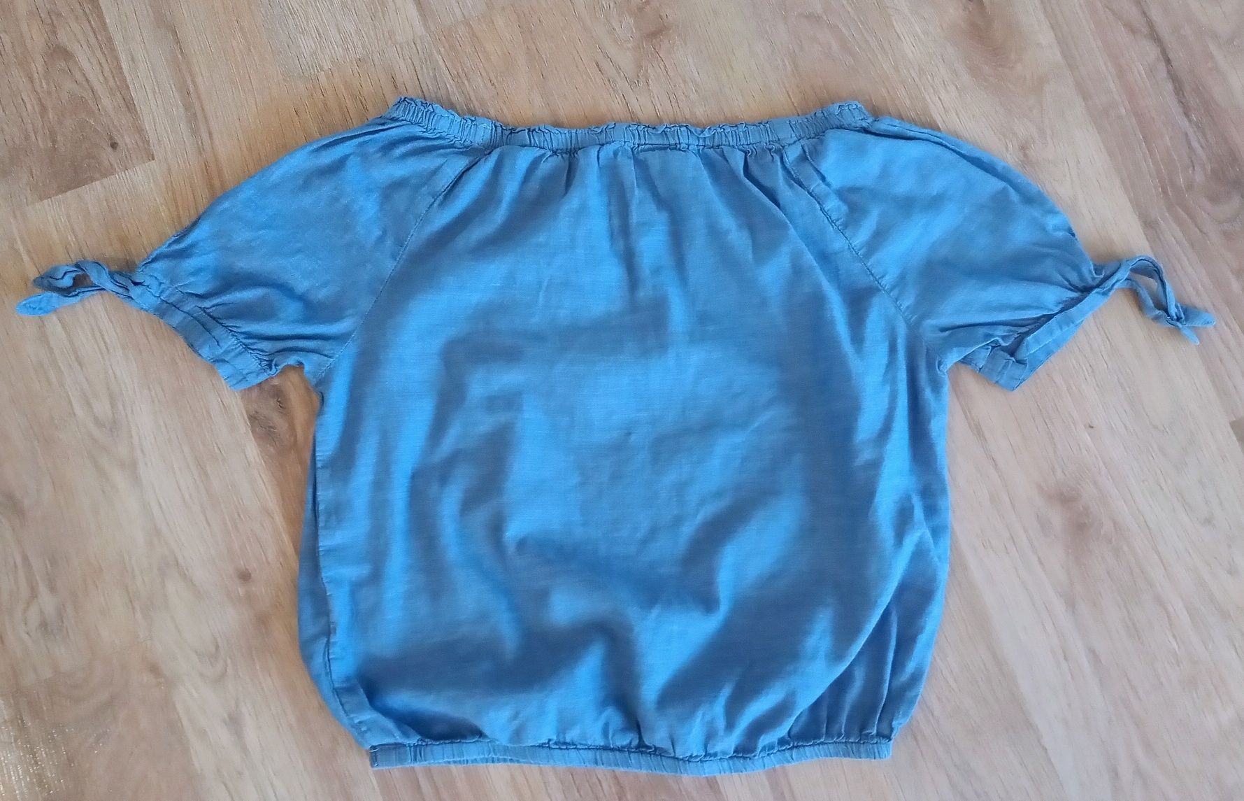 Niebieska bawełniana bluzka H&M hiszpanka, dla 8-10 latki