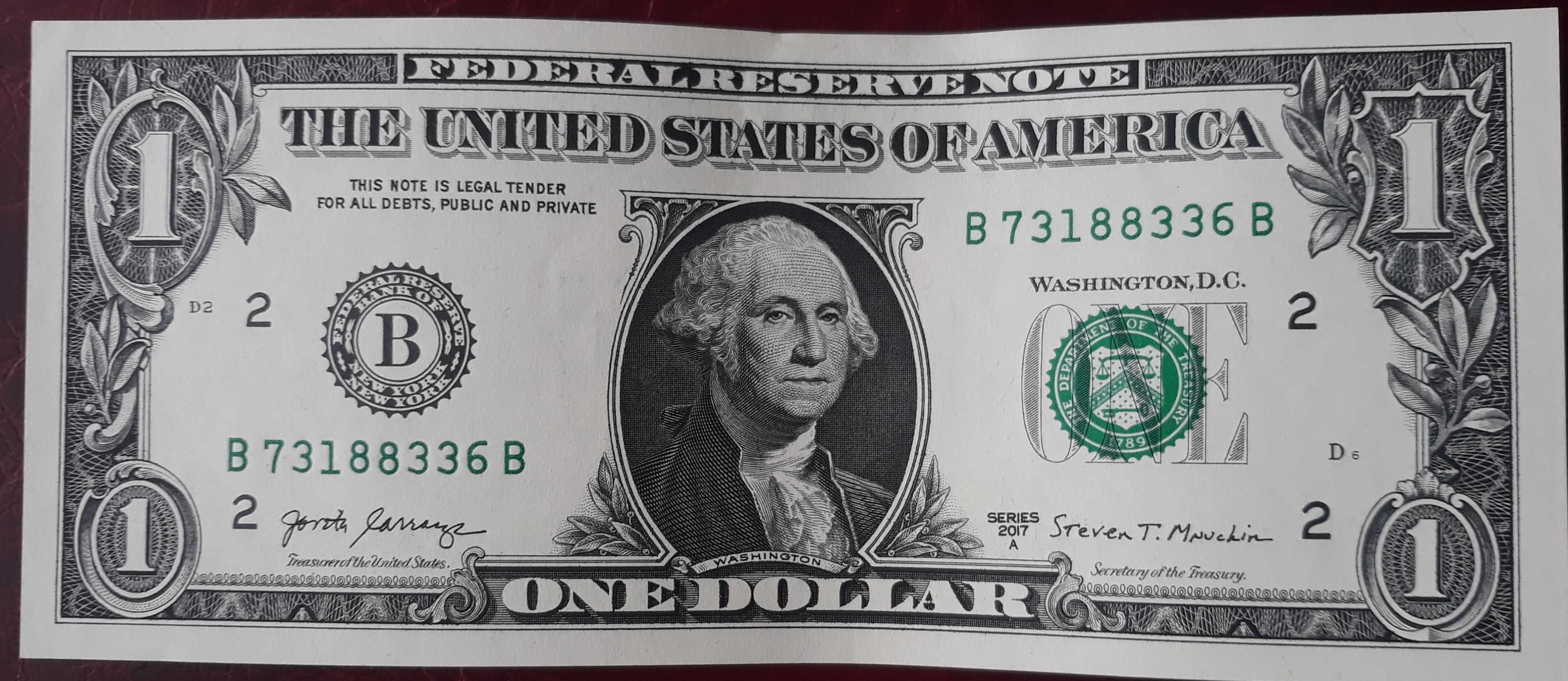 1 $ USA Nowy Jork B seria A -stan bankowy