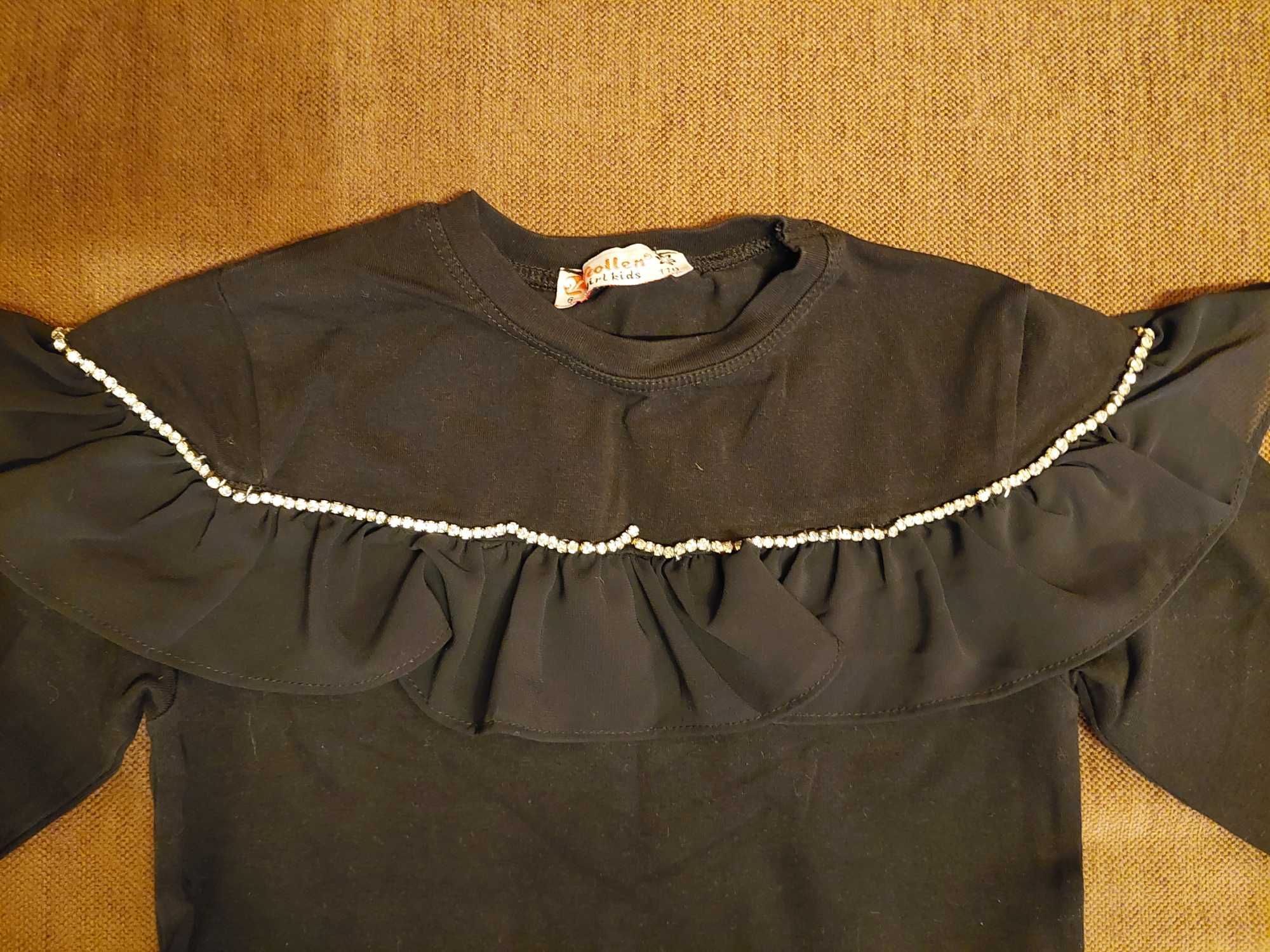 Bluzka z długim rękawem / czarna / elegancka / 116 cm