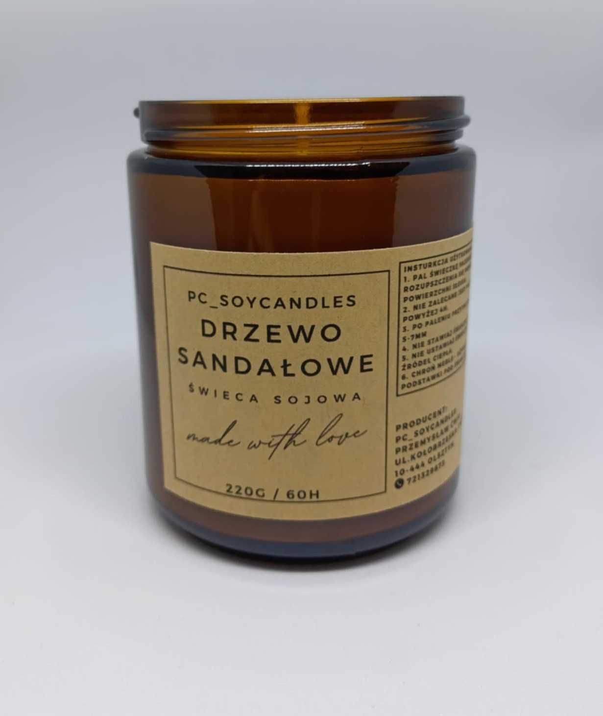 Świeca Sojowa Zapachowa Drzewo Sandałowe 250ml 60h