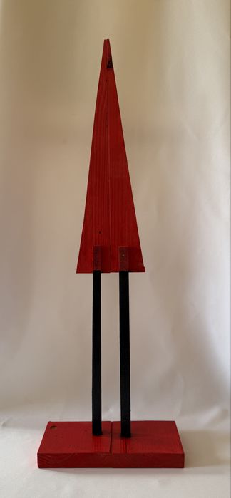 Drewniany Skrzat Świąteczny – rękodzieło, czerwony, 105 cm