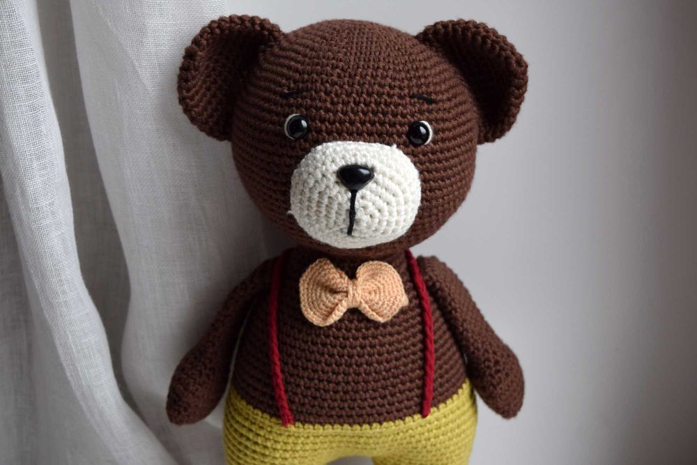 Bawełniany miś, przytulanka, maskotka, amigurumi handmade na szydełku