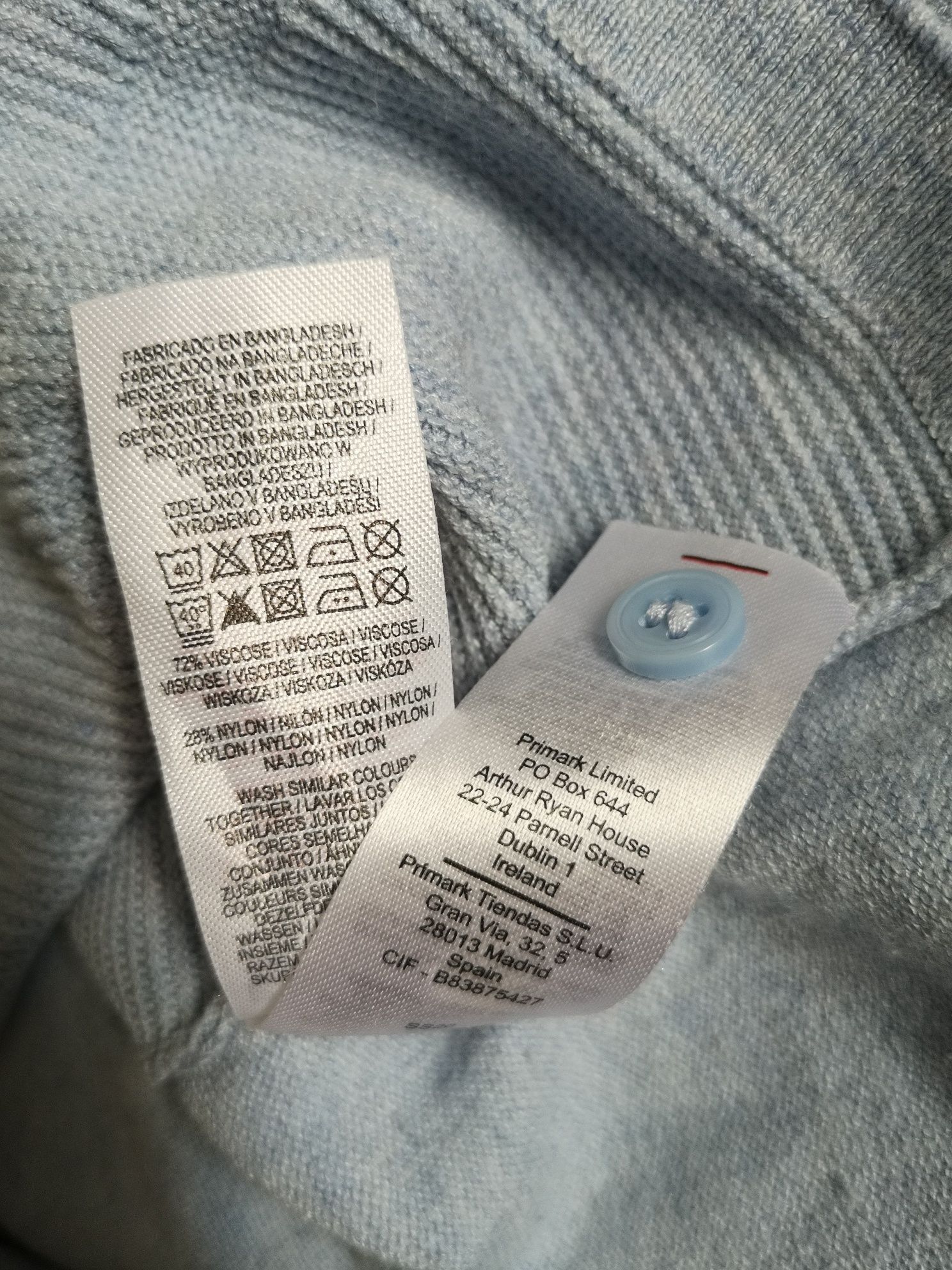 Sweterkowa koszulka polo z krótkim rękawem: PRIMARK - rozm.M błękitna