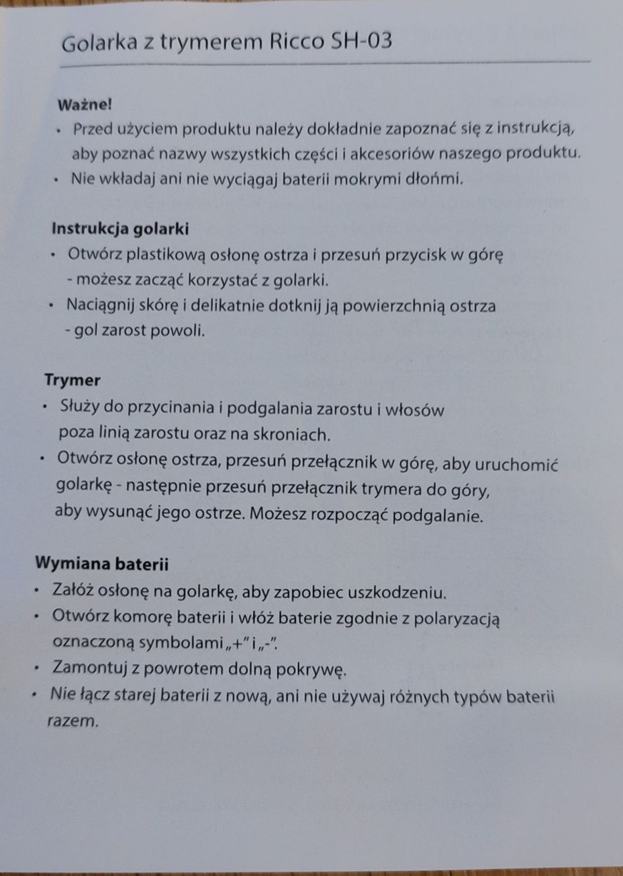 Golarka Ricco nowa