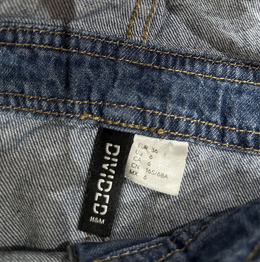 Jeansowa spódniczka ogrodniczka damska H&M 36 S ciemna