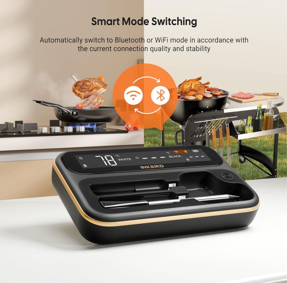 Inkbird INT-12-BW Termometr do mięsa Bezprzewodowy WiFi, Bluetooth