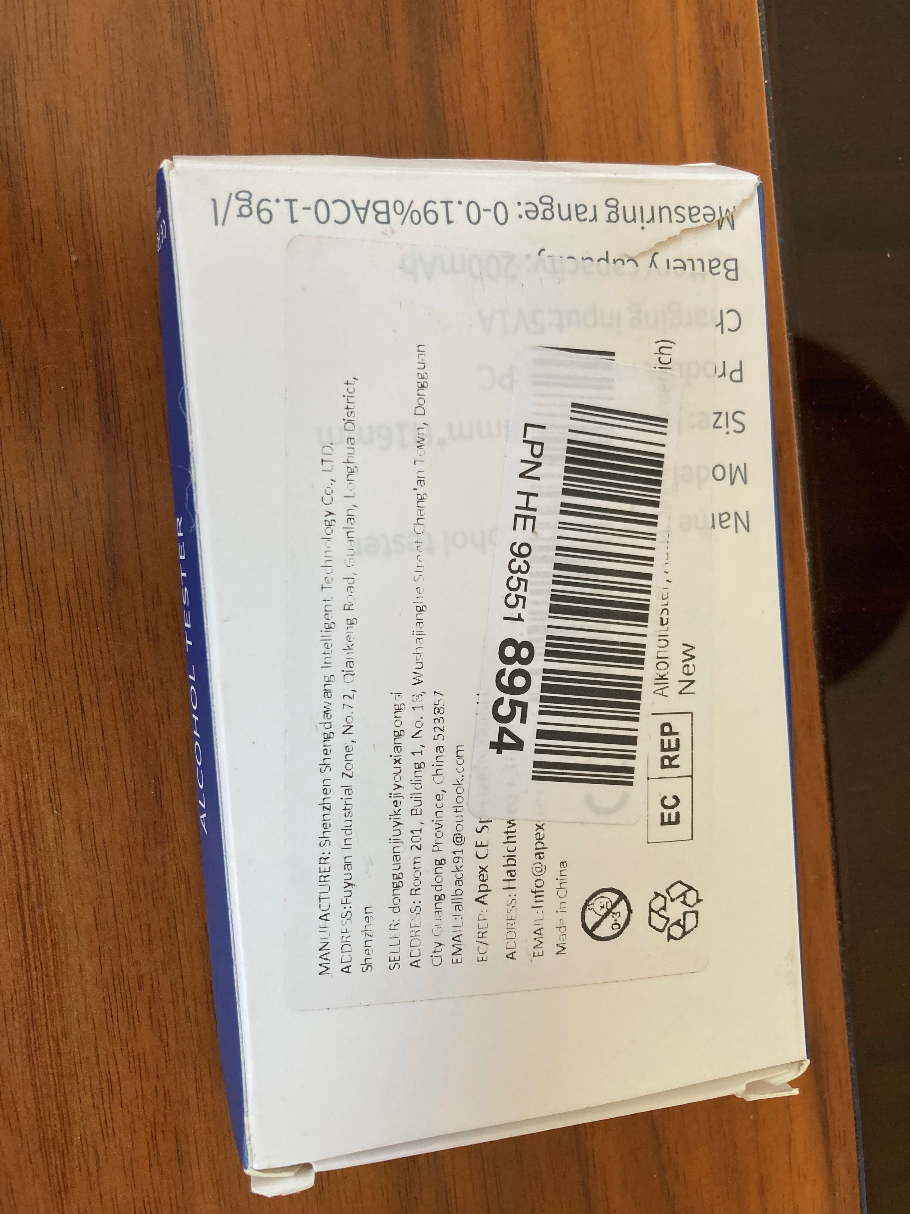 Medidor de álcool Amazon Model T01 Novo