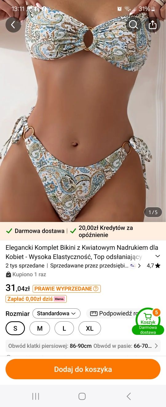 Strój kąpielowy, nowy, rozm. S