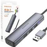 ADAPTER aluminiowy Rozdzielacz ROZGAŁĘŹNIK HUB 4 USB 4w1 kabel 1,2m
