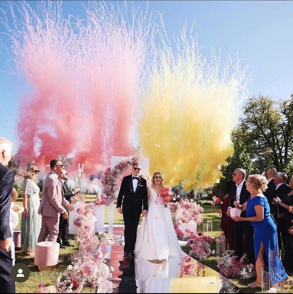 Kolorowy dym mina dymna single shot na sesje wesele ślub baby shower