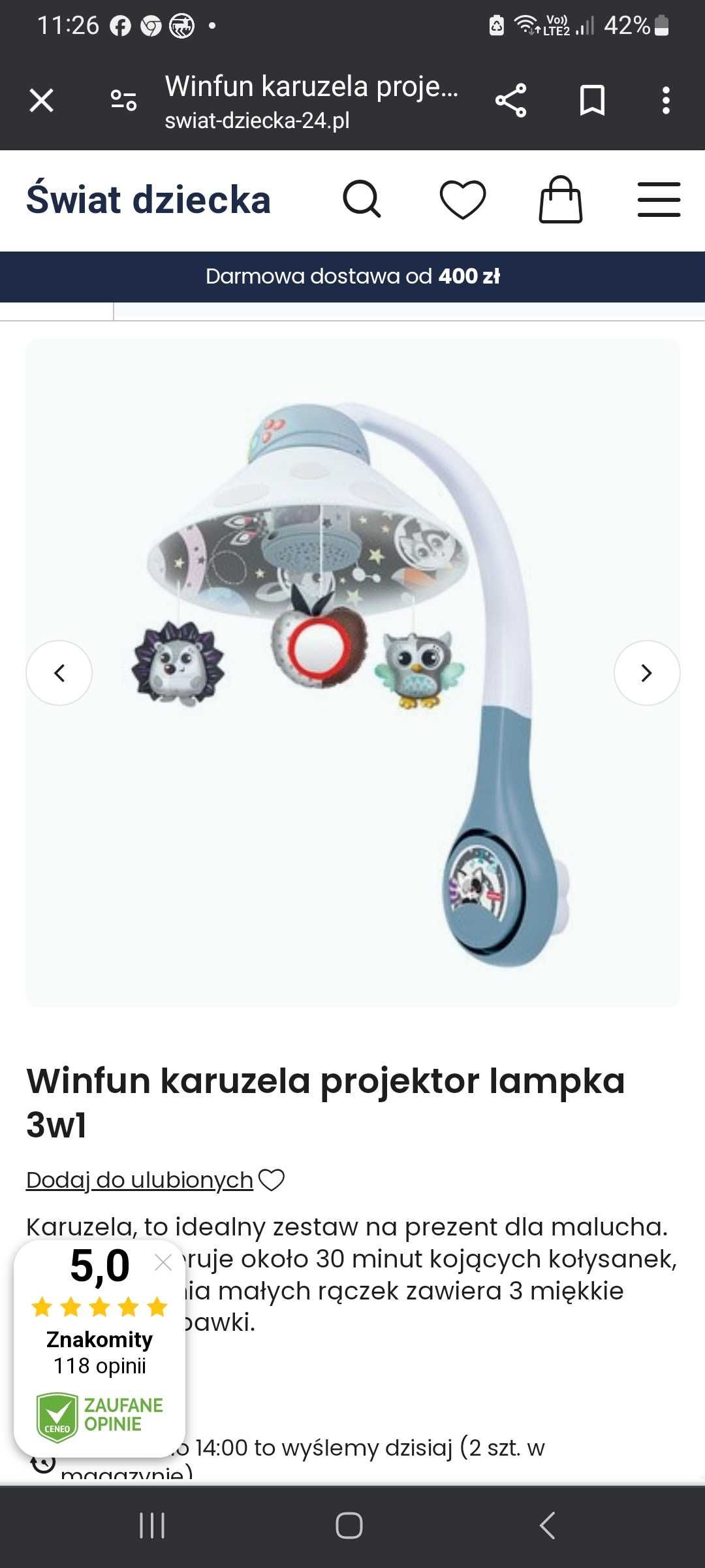 Projektor lampka 3w1 Winfun