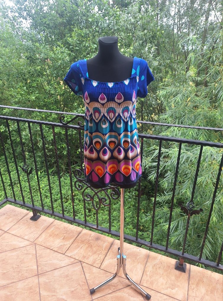 Letnia bluzka damska boho casual nowoczesny design modne wzory M/L