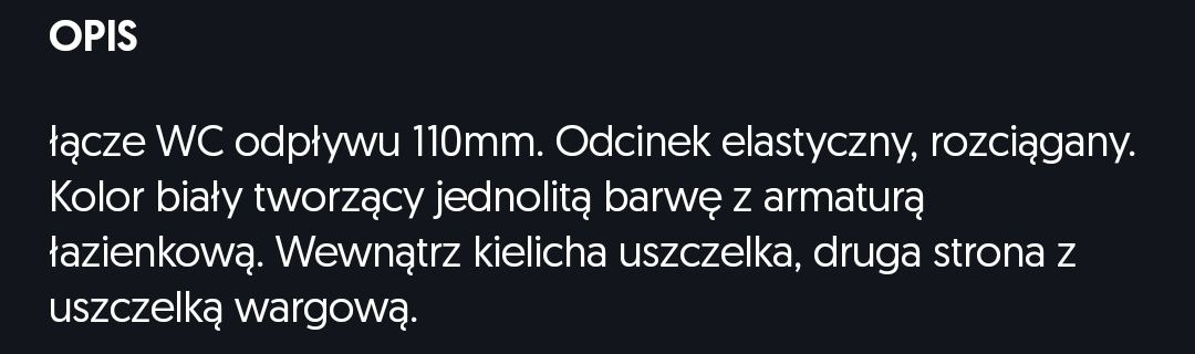 Złącze elastyczne tw. do WC 110