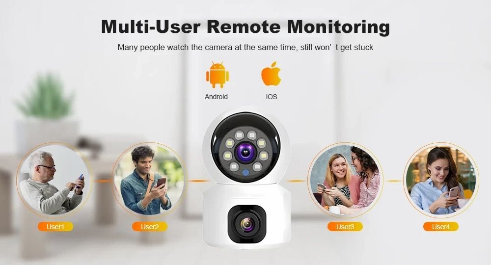 Домашня камера відеоспостереження WIFI 2DUAL LENS PTZ CAMERA APP