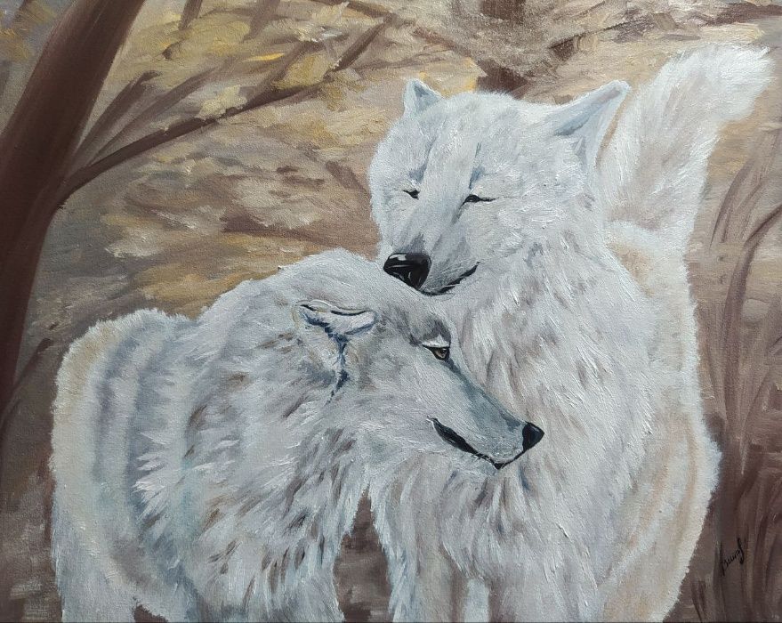 Картина маслом "Вовки", 2021 рік