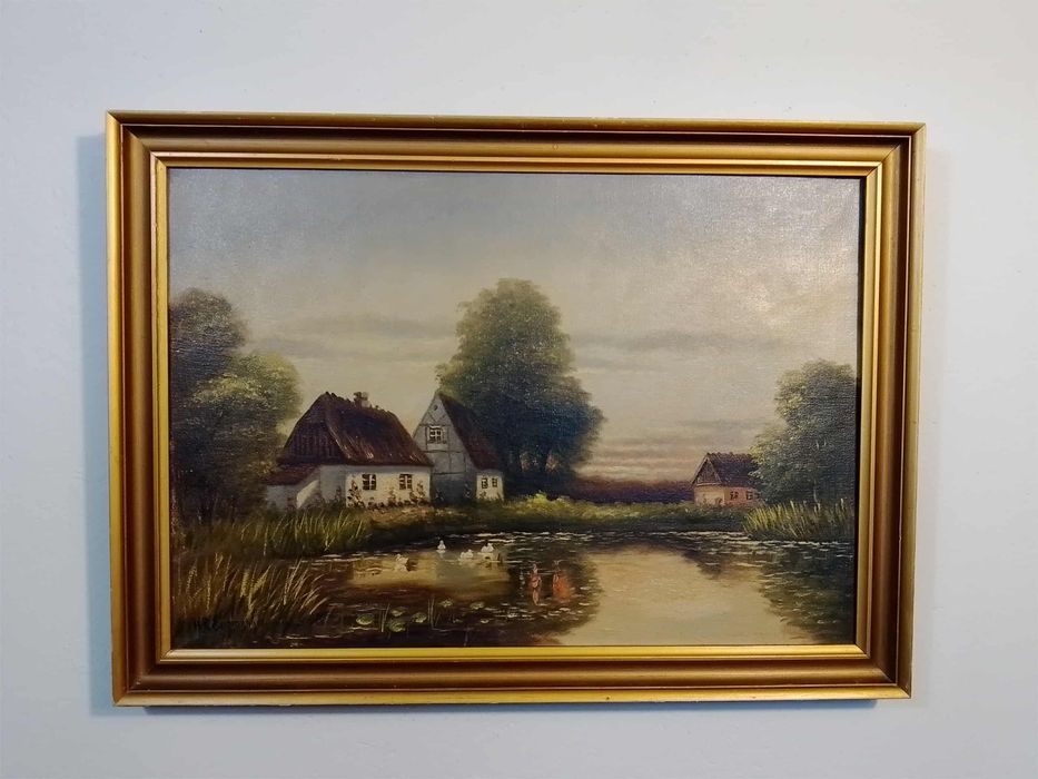 Stary obraz na płótnie Hans Peter Engmann (1879 -1938) .