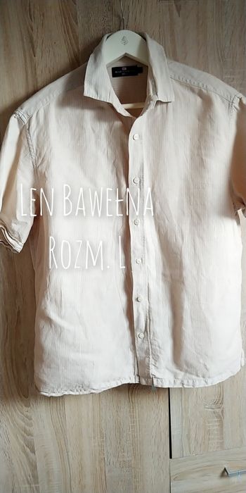 Koszula len bawełna z kołnierzykiem