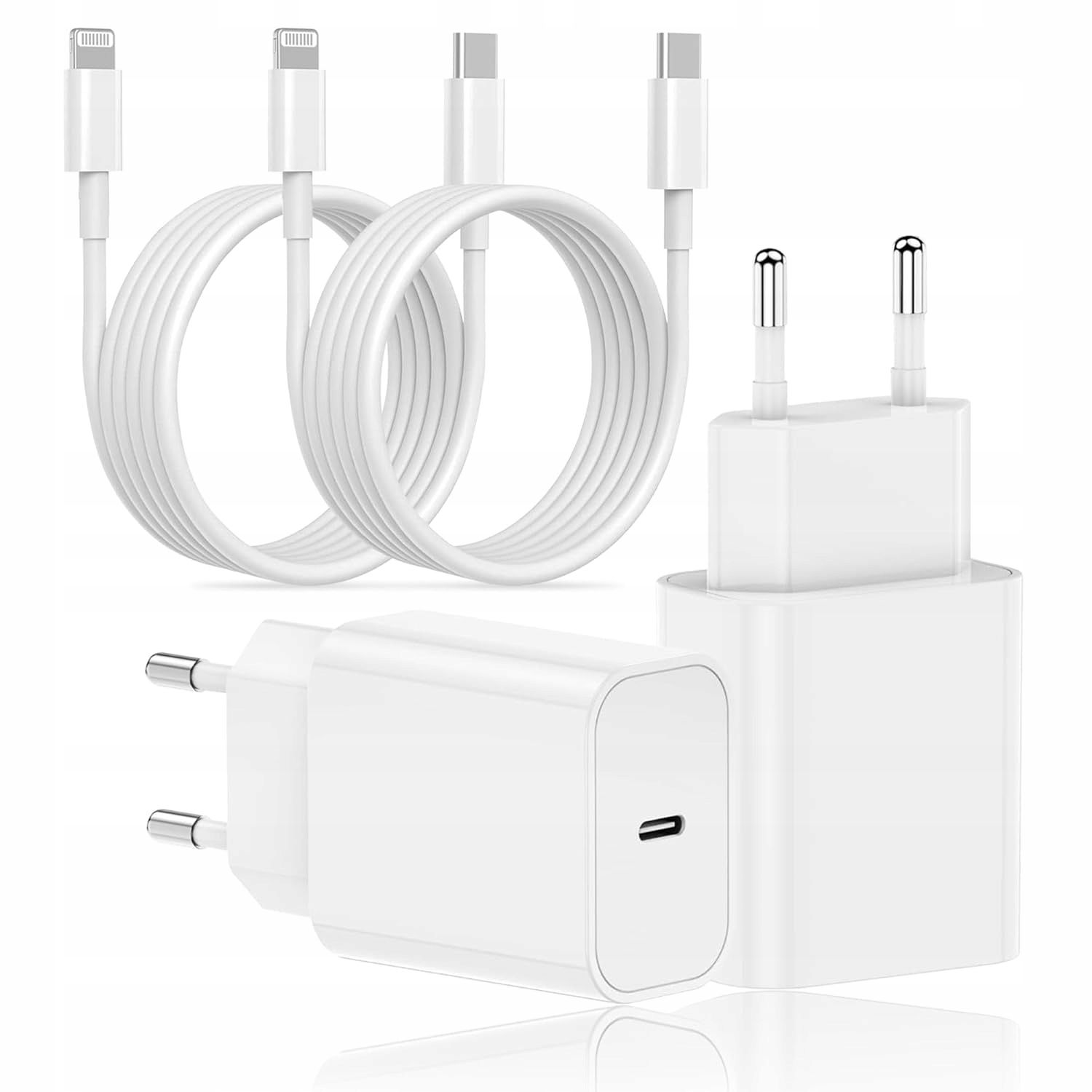 zestaw 2 x szybka ładowarka + kabel usbc do iphone'a