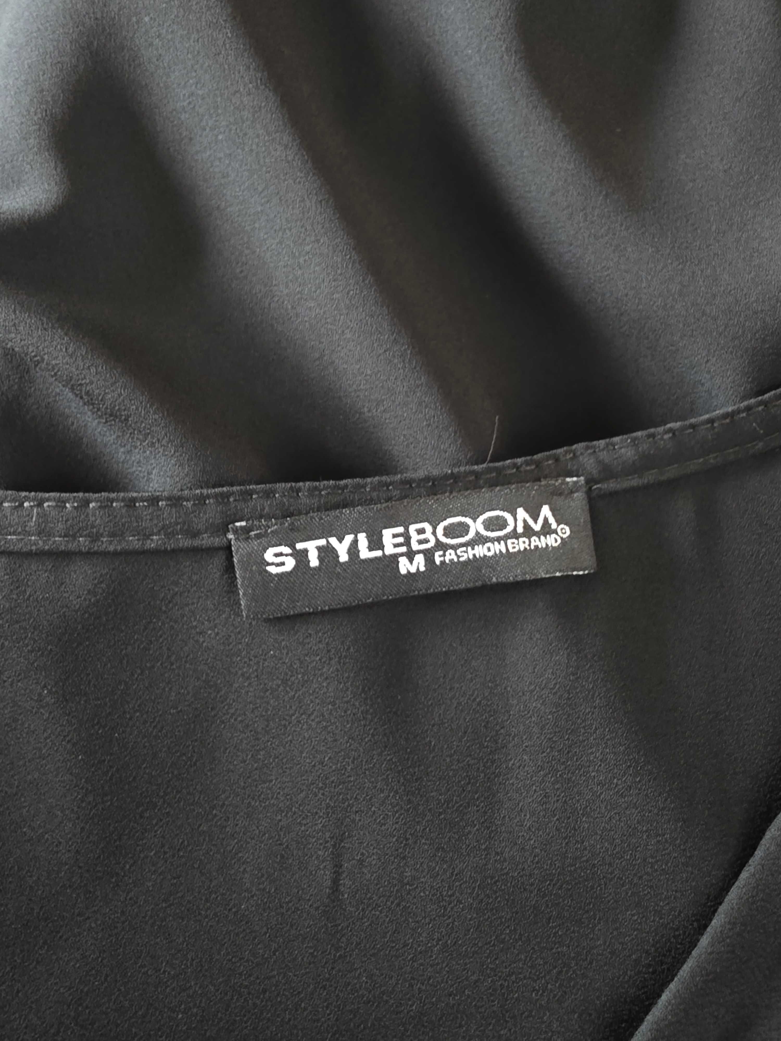Черная женская блузка с прозрачными рукавами styleboom
