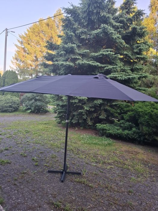 vidaXL Podwójny parasol ogrodowy, czarny, 449x245 cm
