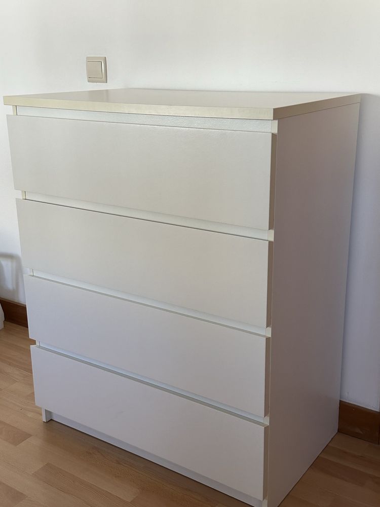 MALM Cómoda c/4 gavetas, branco, 80x100 cm