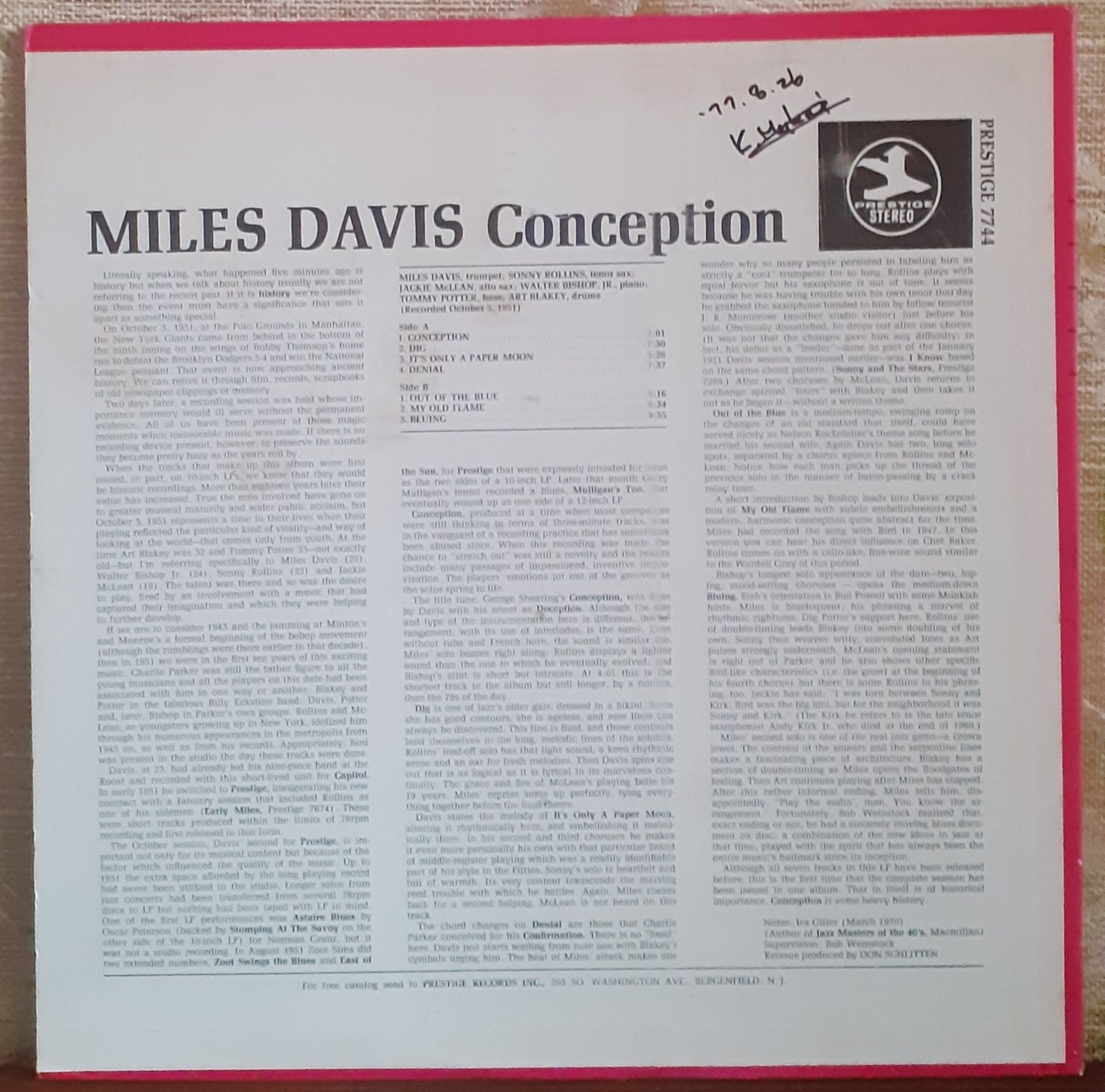 Платівка Miles Davis – Conception.