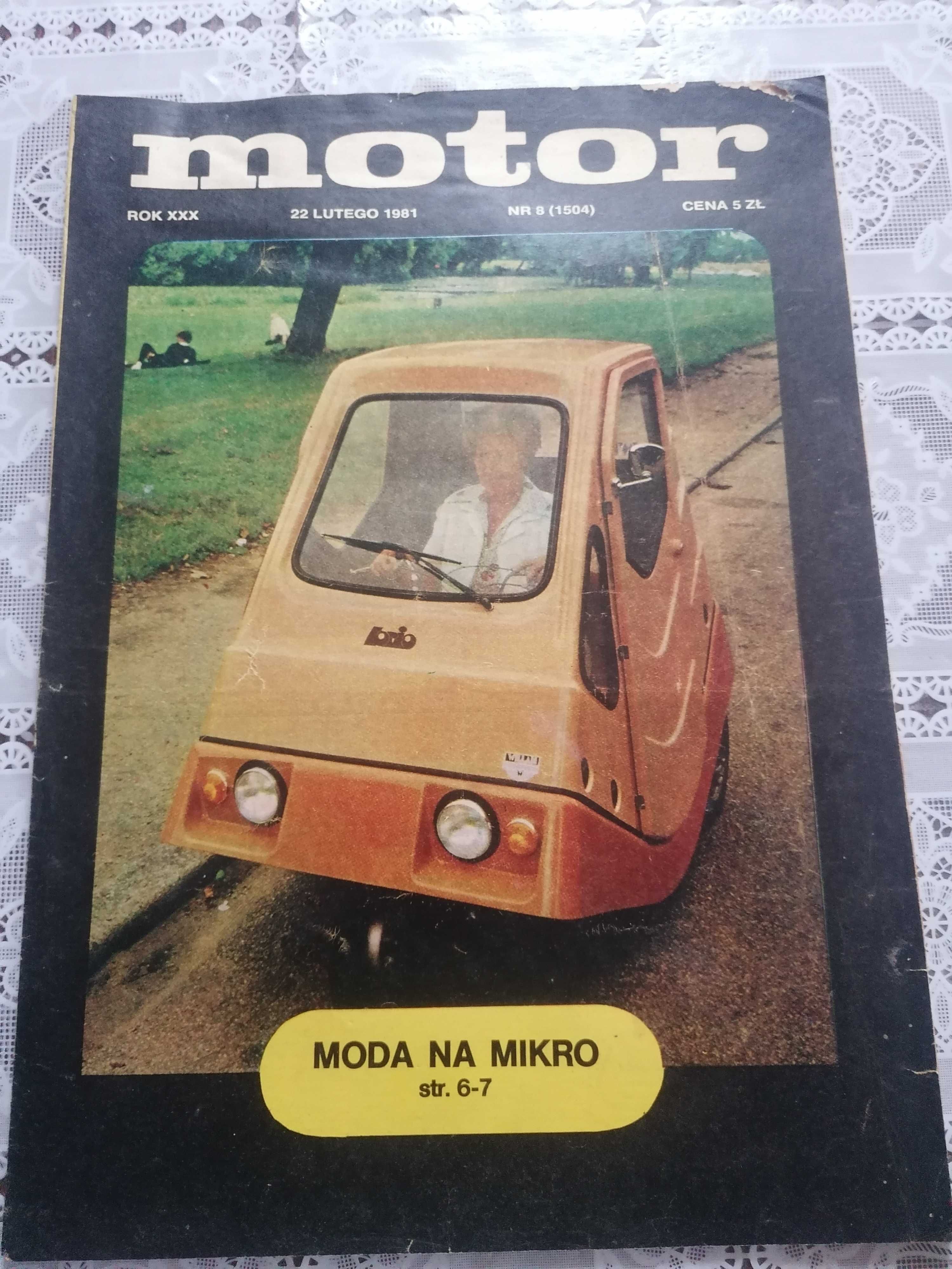 Gazeta MOTOR 1981 nr 8 MIKRUS  RAJD Fiat 125p PRL antyk klasyk