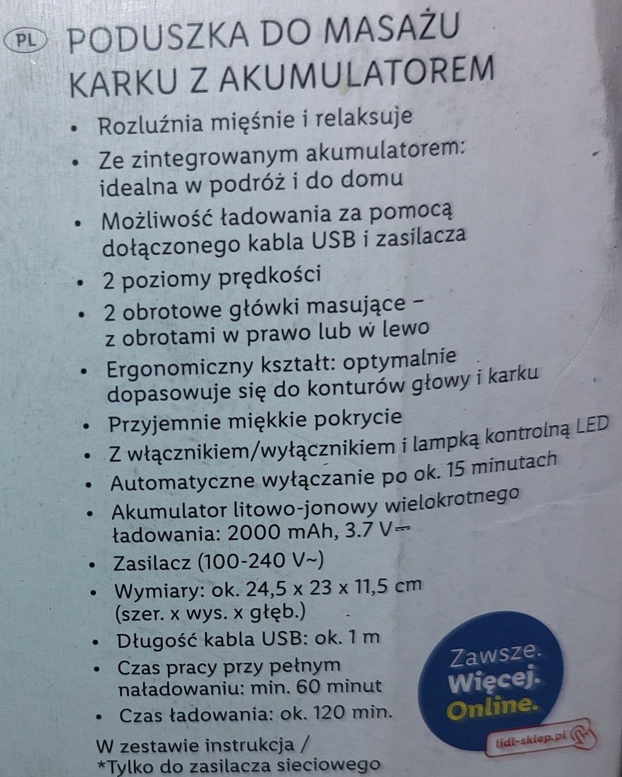 Poduszka do masażu karku bezprzewodowa