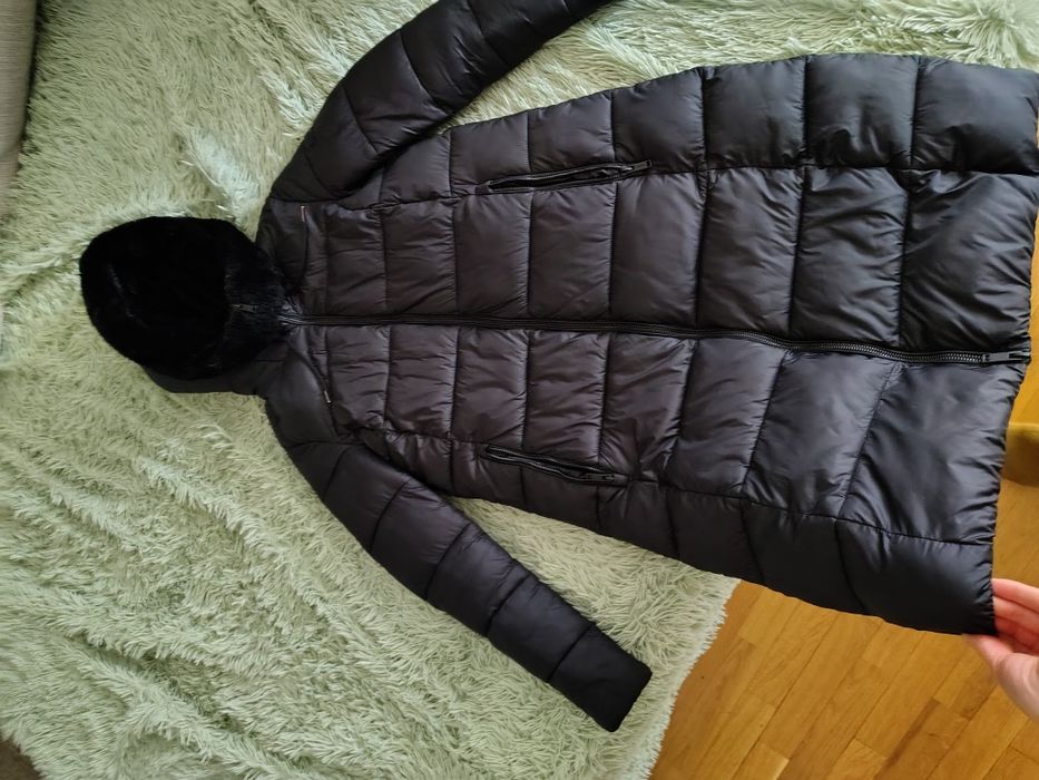 Пуховик зимовий довгий CMP чорний XXS з теплим капішоном