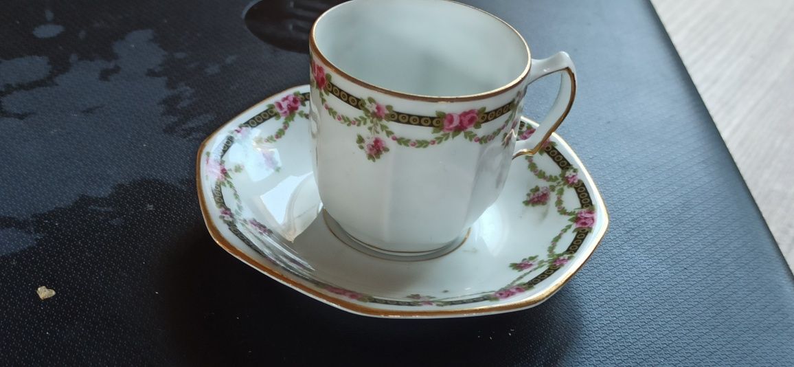 Stara Porcelanowa filiżanka z talerzykiem Jean Haviland Alexandrie