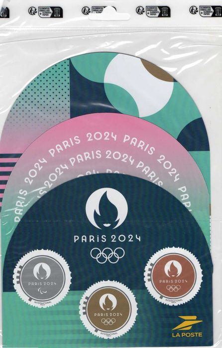 3 kolekcjonerskie znaczki dot. olimpiady-  Paryż 2024
