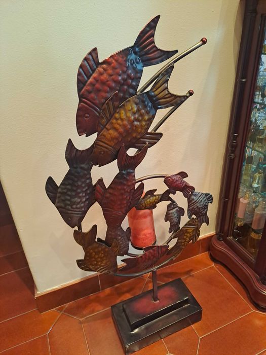 Grande-Porta Velas Decorativo de Metal