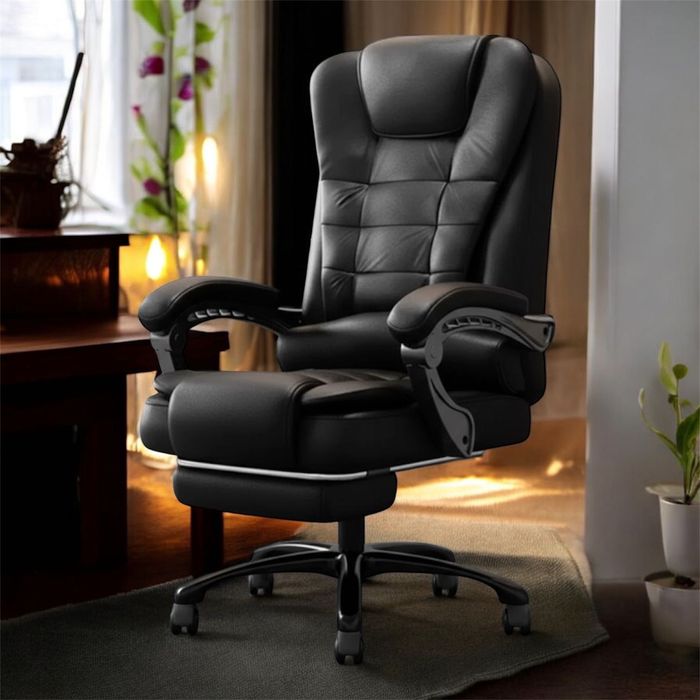 Elegancki Fotel biurowy obrotowy z podnóżkiem do pracy PREMIUM‼️NOWY