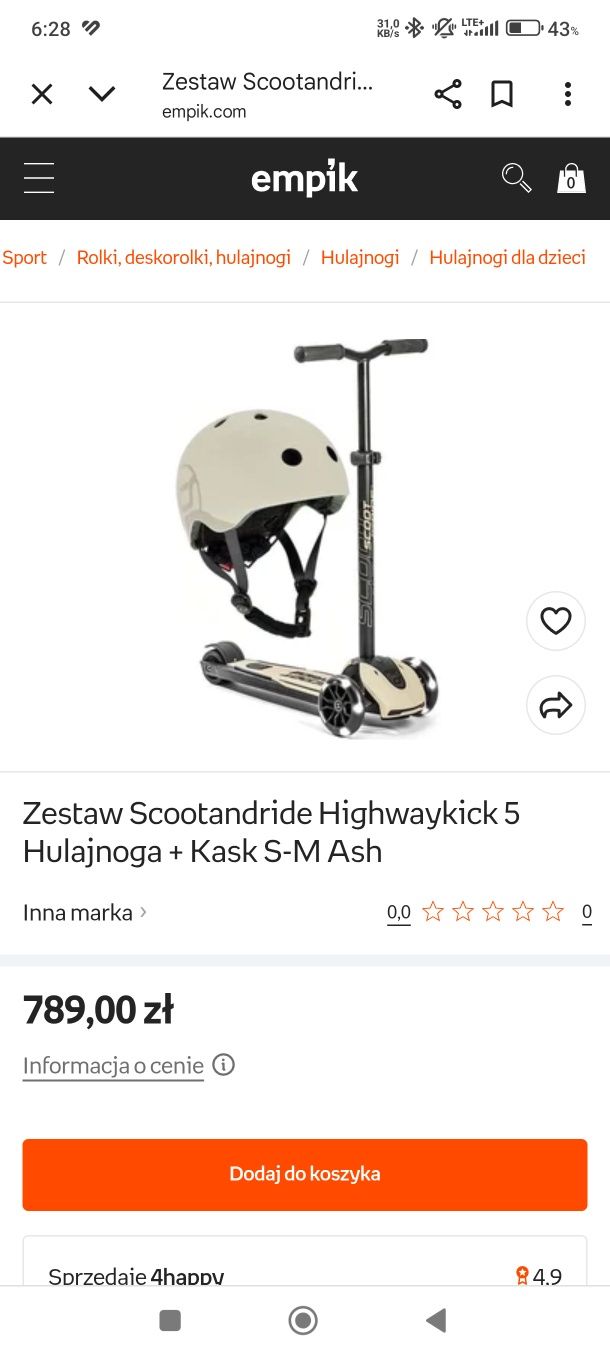 Scoot and ride highwaykick 5 (+kask stan dbd)
